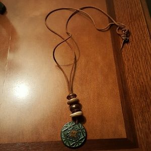 Long leather strap,  statement necklace Lia Sophia