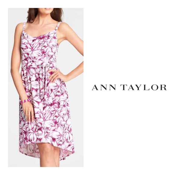 AT Floral Cowlneck Hi-Lo Hem Sleeveless Dress