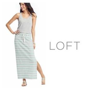 LOFT grey striped skirt racerback maxi dress