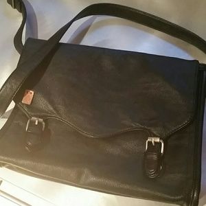 Black faux leather briefcase bag, like new