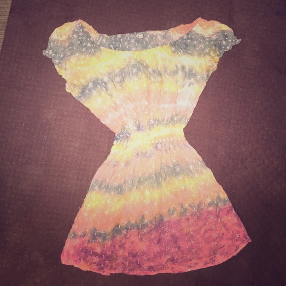 Eye lit dress, elastic waist, tie dye