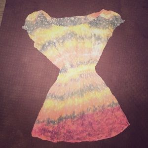 Eye lit dress, elastic waist, tie dye