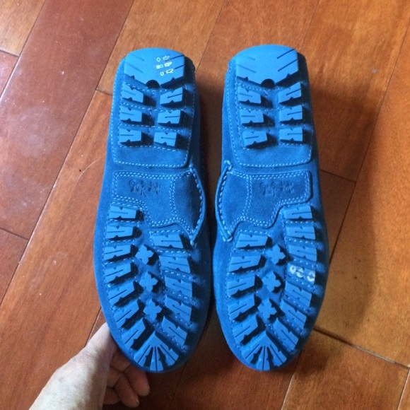 Coach Alsna Mocassin Peacock Suede with Gold Studs - Picture 3 of 4