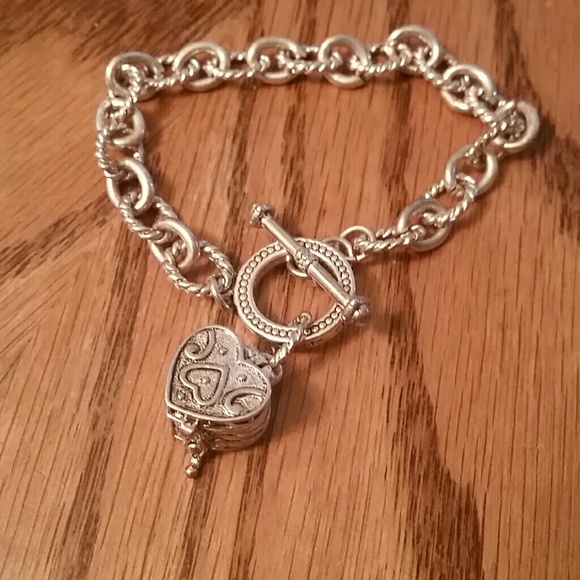 Silver heart locket bracelet