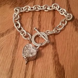 Silver heart locket bracelet