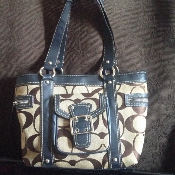 Coach blue n brown tote super durable