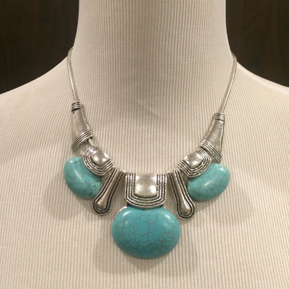Turquoise Silver Plated Necklace - Picture 1 of 4