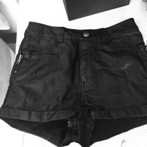 Faux leather shorts