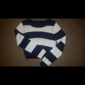 Navy blue and white cropped sweater