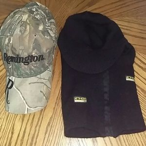 Hats, one black winter hat