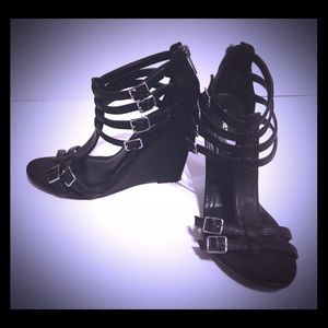 Black gladiator wedges