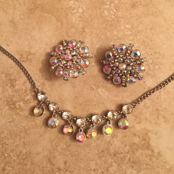 Rainbow Bling Earrings w/ Necklace