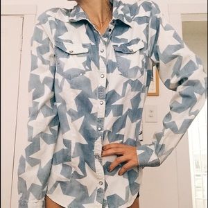 Light Denim blouse with white stars!