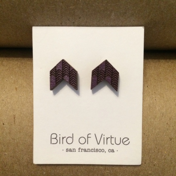 Bird of Virtue Jewelry - 🚫BUNDLED🚫 Wood Stud Earrings - Purple Chevrons