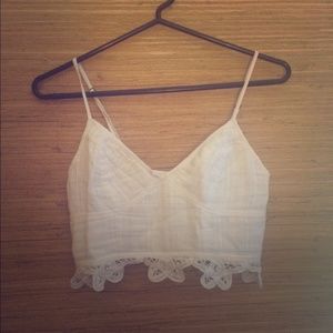 Lacy white free people crop tank