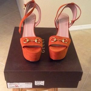Orange Suede Platform Gucci Shoes