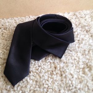 Black Satin Skinny Tie from Claire's