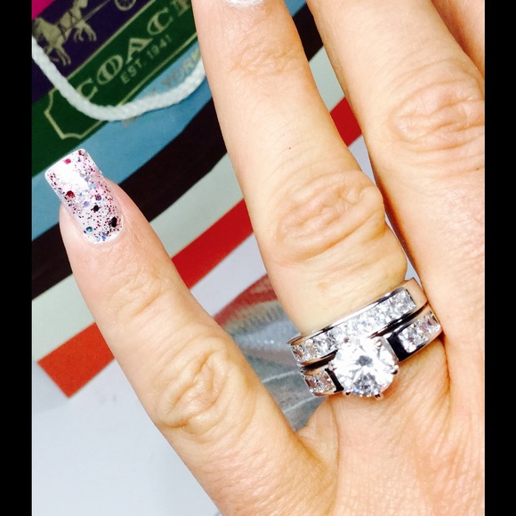 White Gold Wedding Set ~Size 7~ "BLING"