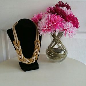 Beige and gold rope necklace