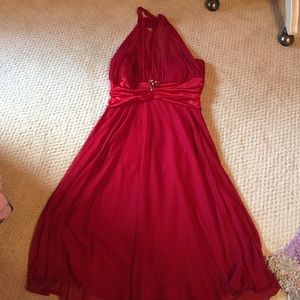 Red halter formal dress