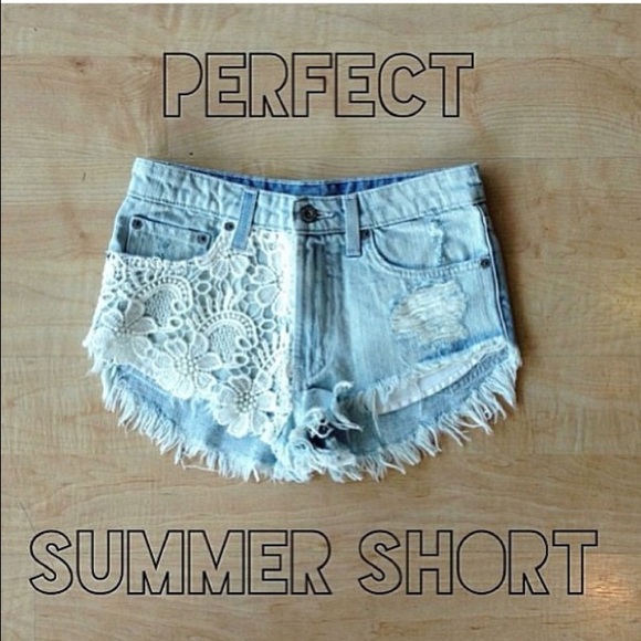 LF CARMAR lace high waist jean cutoff shorts 25