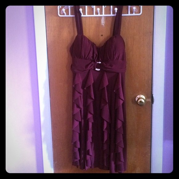 Burgundy / plum tiered formal dress