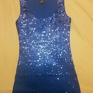 Navy blue sequence tank top