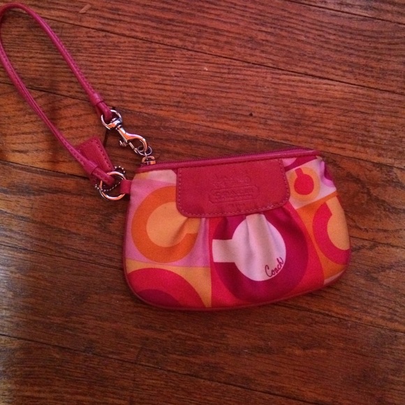 Authentic Pink Pattern Coach Wristlet