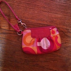Authentic Pink Pattern Coach Wristlet