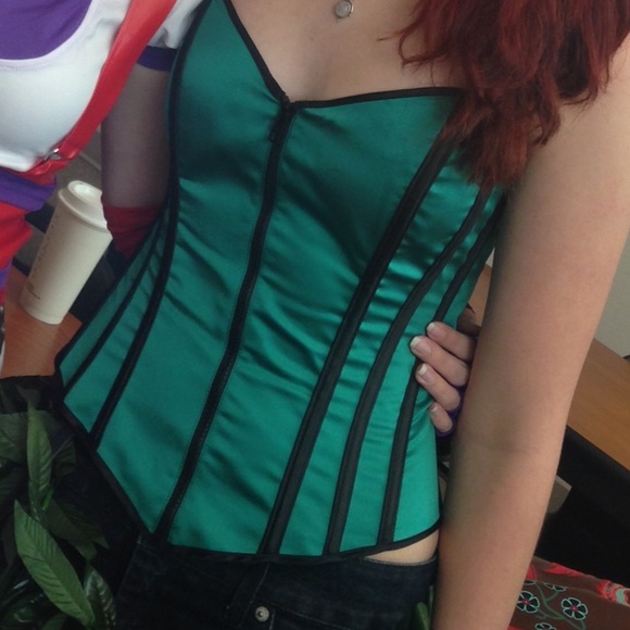 Emerald Green Boned Corset w Zipper