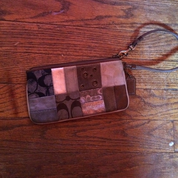 Authentic Blue and Brown Coach Wristlet