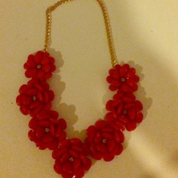 Red flower j crew necklace