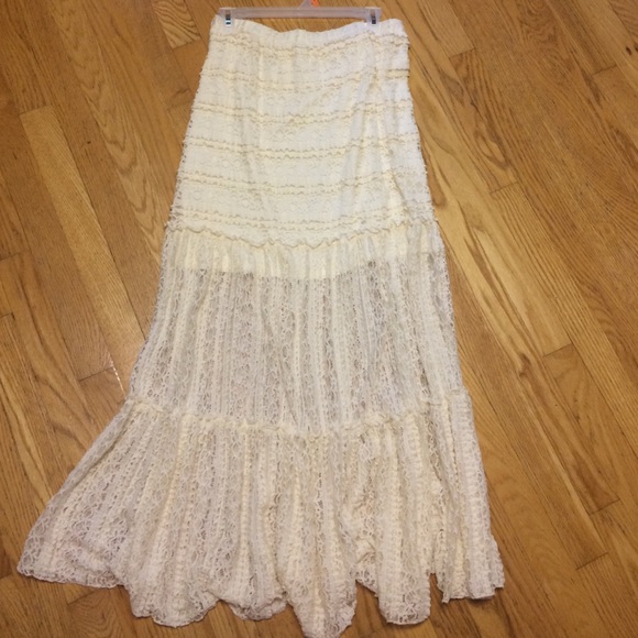 Bohemian lace maxi skirt