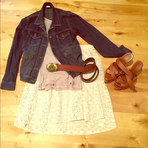 Collective Concepts Dresses & Skirts - Ivory lace knee length skirt