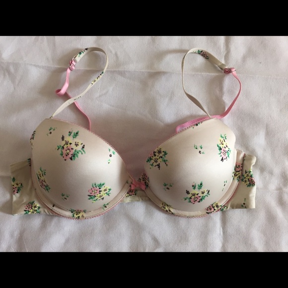Aerie ivory and pastel floral Ella gel push-up bra