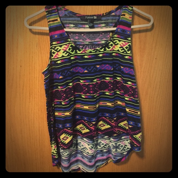 High lo Aztec print top