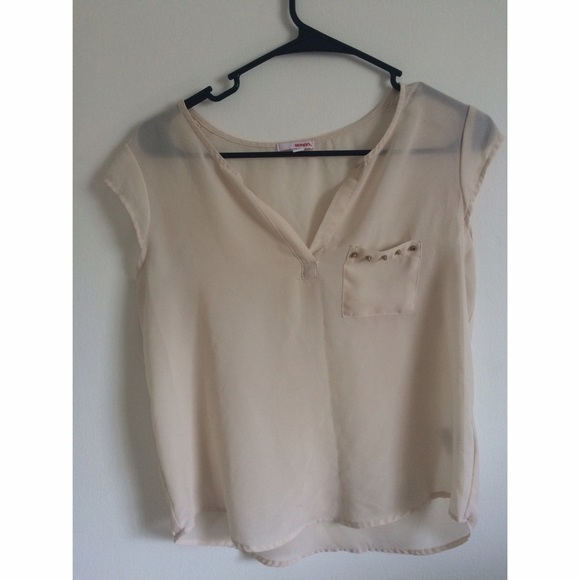 beige sheer top
