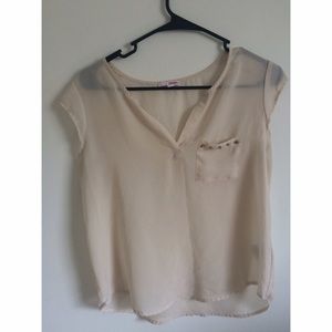 beige sheer top