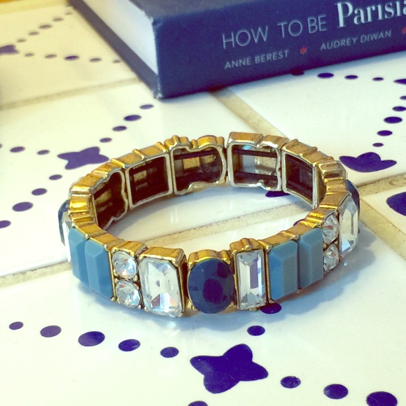 J. Crew Blue Crystal Stretch Bracelet