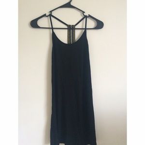 black slip dress