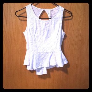 White peplum with keyhole back
