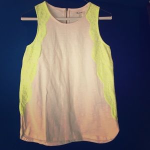 Madewell tank with lime green lace