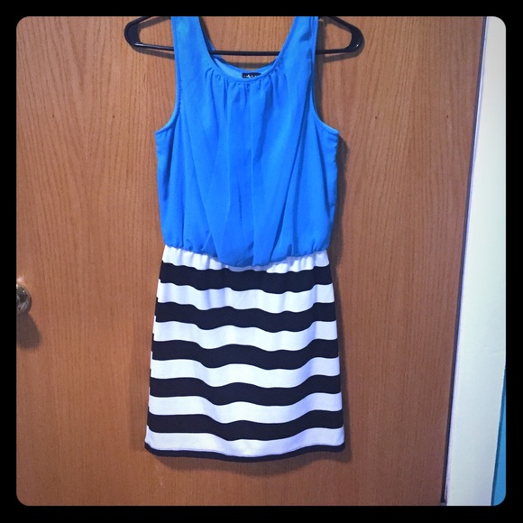 Never worn blue top b/w skirt dress
