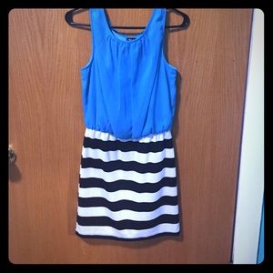 Never worn blue top b/w skirt dress