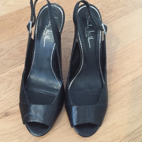 Nicole Miller Black Leather Heels