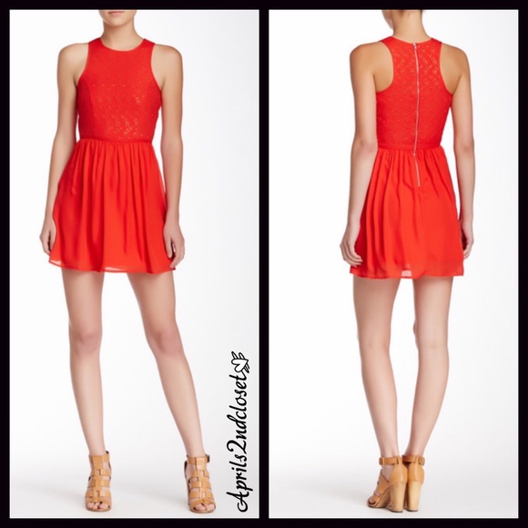 ❌SOLD❌CHERRY RED CHIFFON OVERLAY DRESS Eyelet Mini - Picture 8 of 8