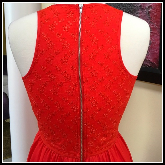 ❌SOLD❌CHERRY RED CHIFFON OVERLAY DRESS Eyelet Mini - Picture 6 of 8
