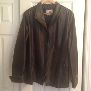 Leather coat brown