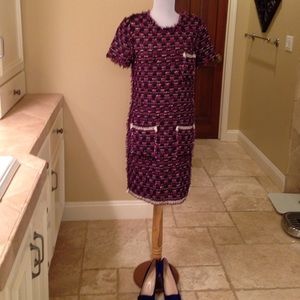 Lanvin multi colored wool textured dress