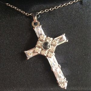 The Lords Prayer Crystal Cross Necklace